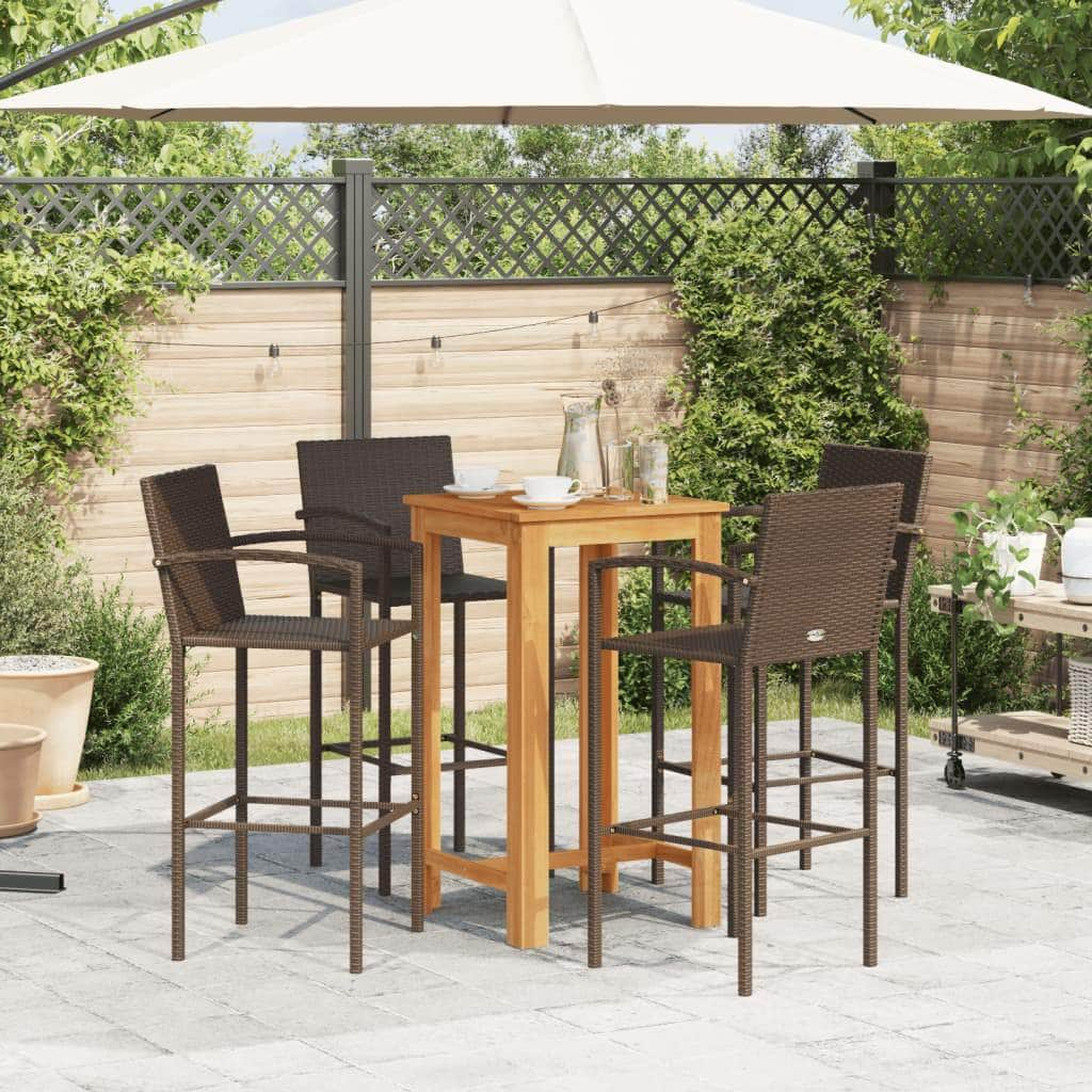 5 Piece Garden Bar Set Brown Solid Wood Acacia