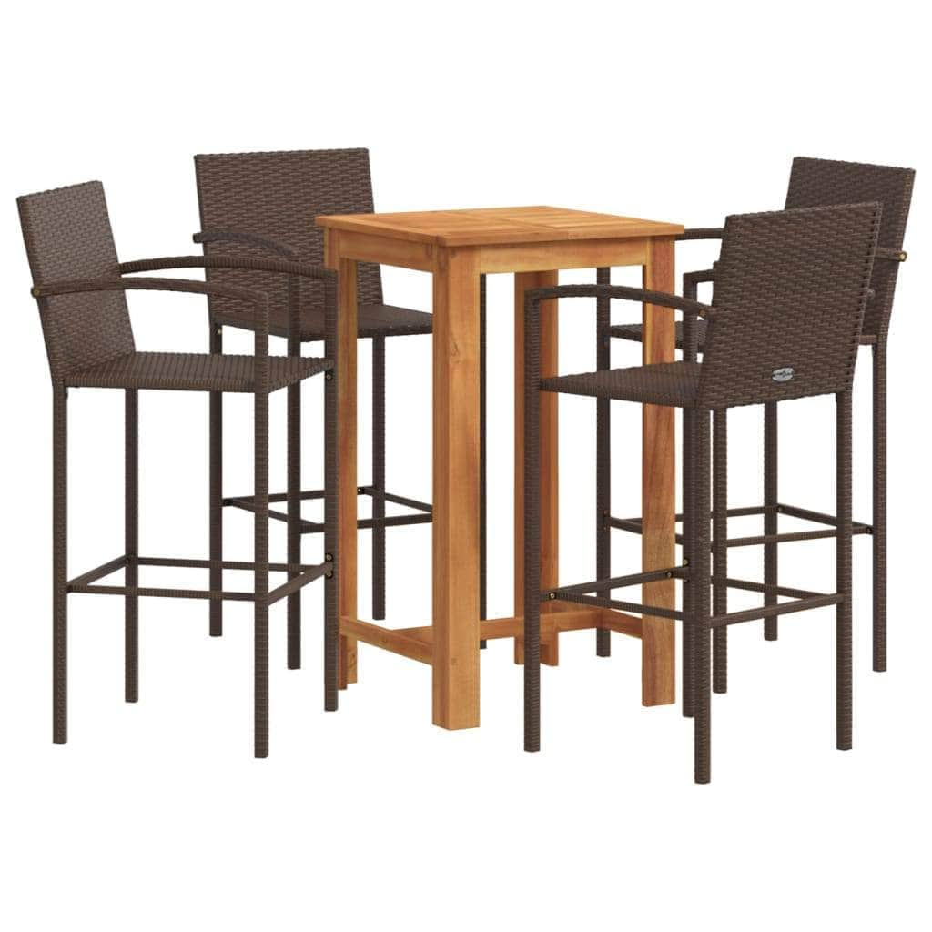 5 Piece Garden Bar Set Brown Solid Wood Acacia