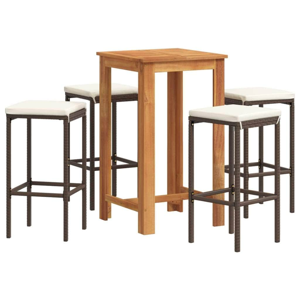 5-Piece Garden Bar Set Brown Solid Wood Acacia