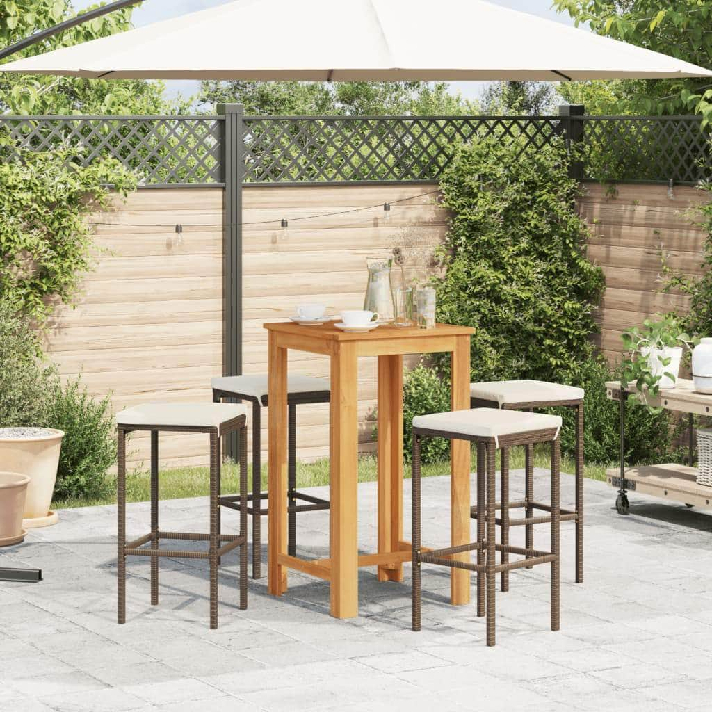 5-Piece Garden Bar Set Brown Solid Wood Acacia