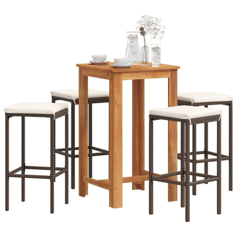 5-Piece Garden Bar Set Brown Solid Wood Acacia