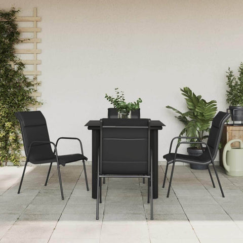 5 Piece Garden Dining Set Black Steel