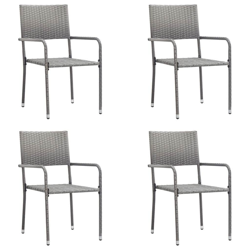 5 Piece Garden Dining Set Grey - Poly Rattan