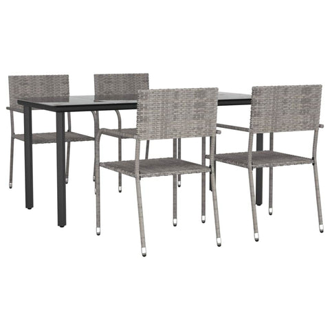 5 Piece Garden Dining Set Grey - Poly Rattan