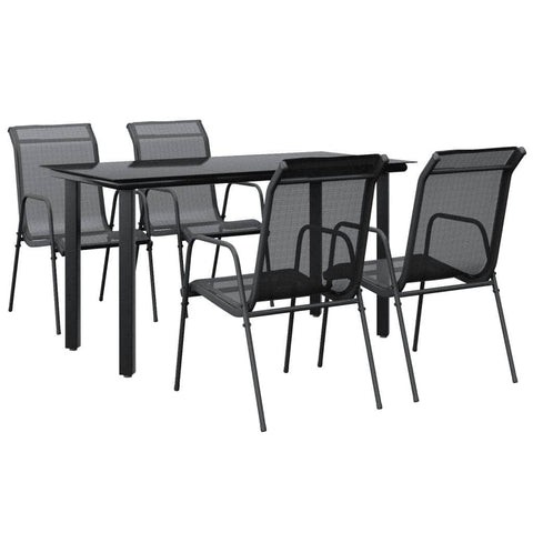 5-Piece Garden Dining Set in Stylish Black with Cushions