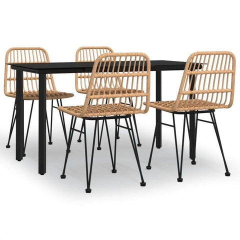 5 Piece Garden Dining Set Poly Rattan