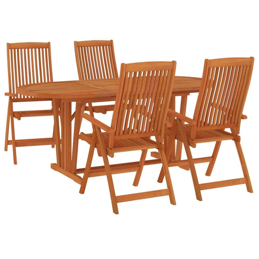 5 Piece Garden Dining Set Solid Wood Eucalyptus