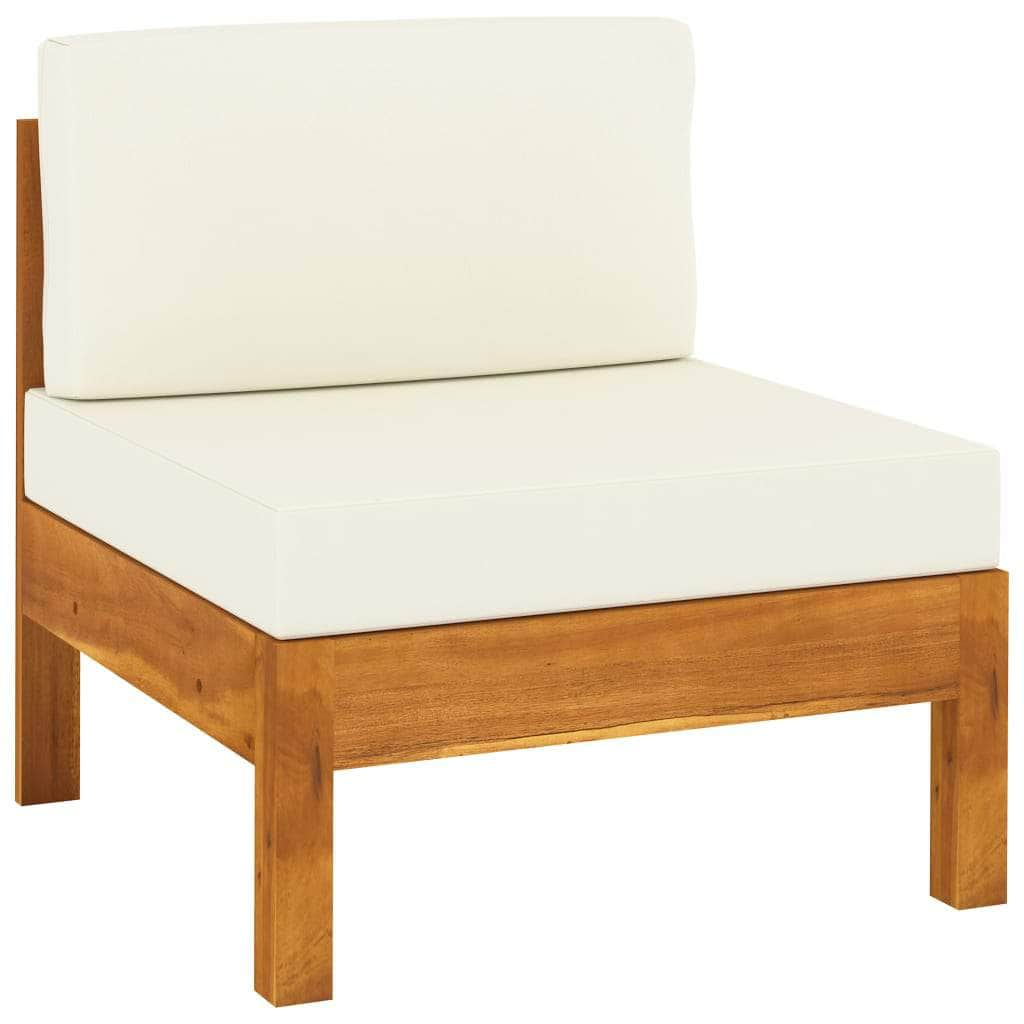 5 Piece Garden Lounge Set with Cream White Cushions Acacia Wood