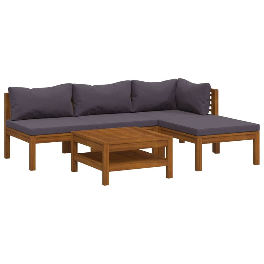 5 Piece Garden Lounge Set with Cushion Solid Acacia Wood