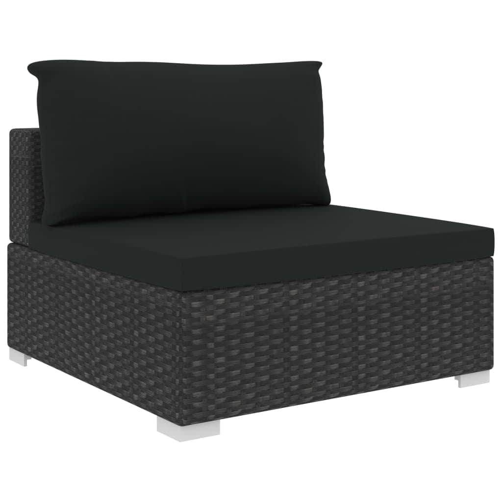 5 Piece Garden Lounge Set with Cushions Poly Rattan Black