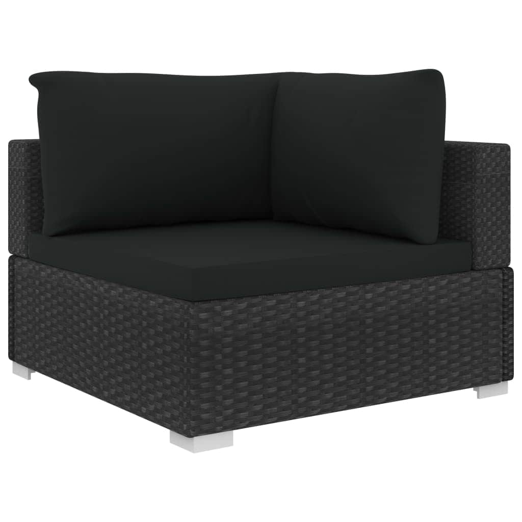 5 Piece Garden Lounge Set with Cushions Poly Rattan Black