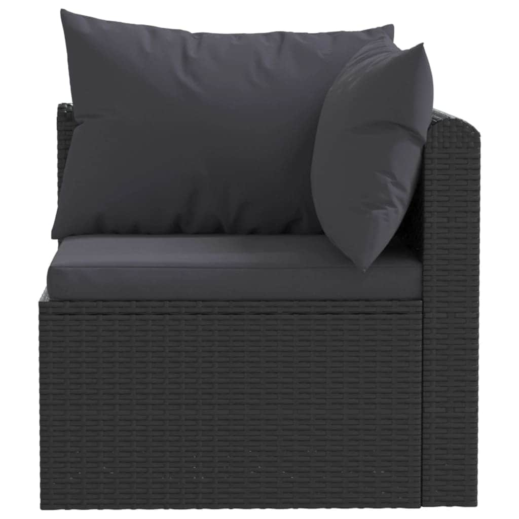 5 Piece Garden Lounge Set with Cushions Poly Rattan Black