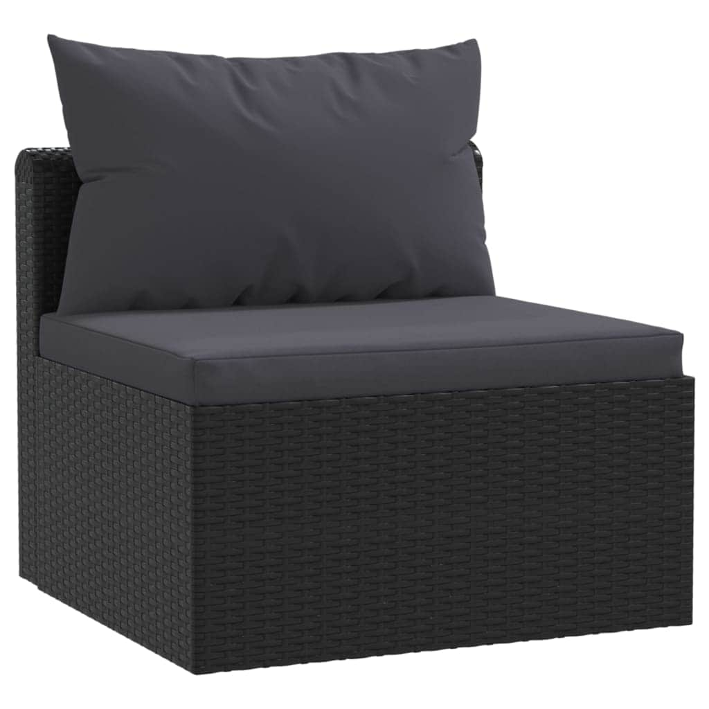 5 Piece Garden Lounge Set with Cushions Poly Rattan Black