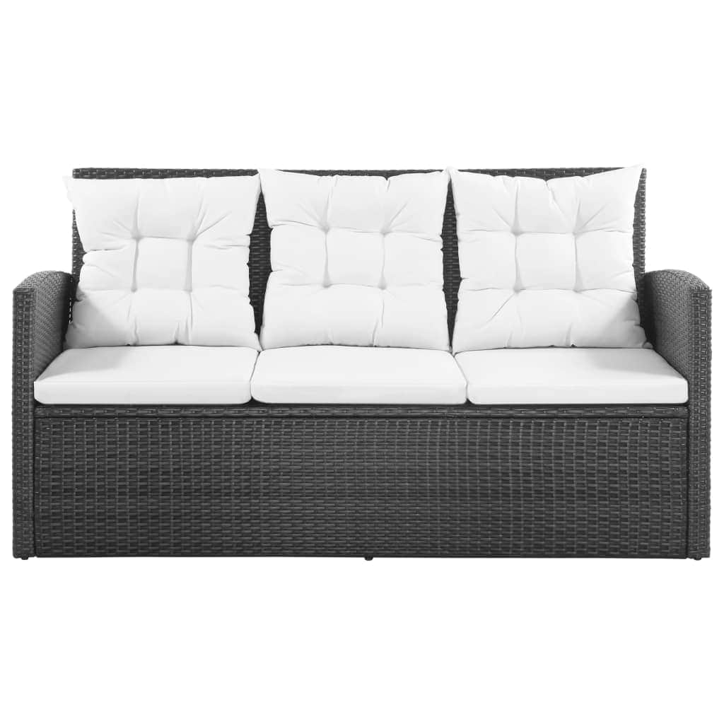 5 Piece Garden Lounge Set with Cushions Poly Rattan Black