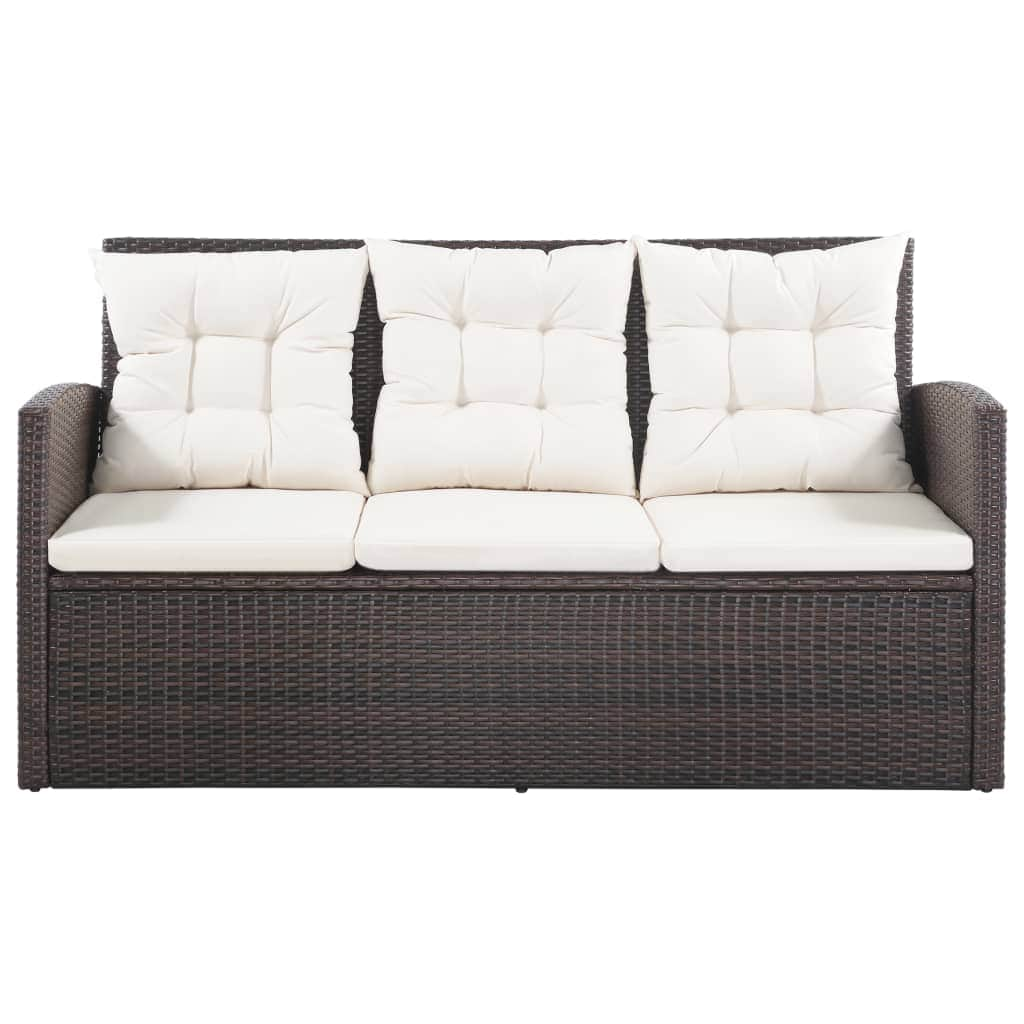 5 Piece Garden Lounge Set with Cushions Poly Rattan Brown