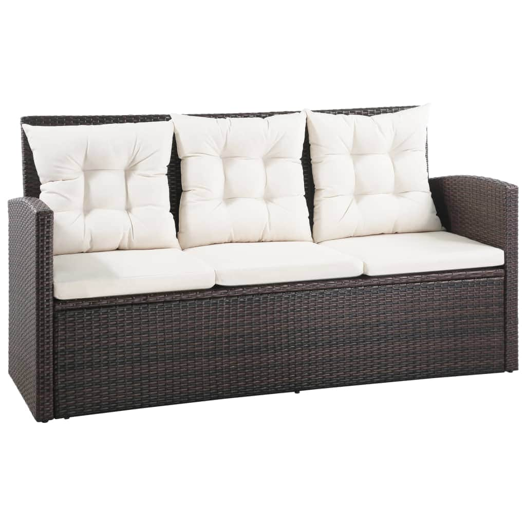 5 Piece Garden Lounge Set with Cushions Poly Rattan Brown