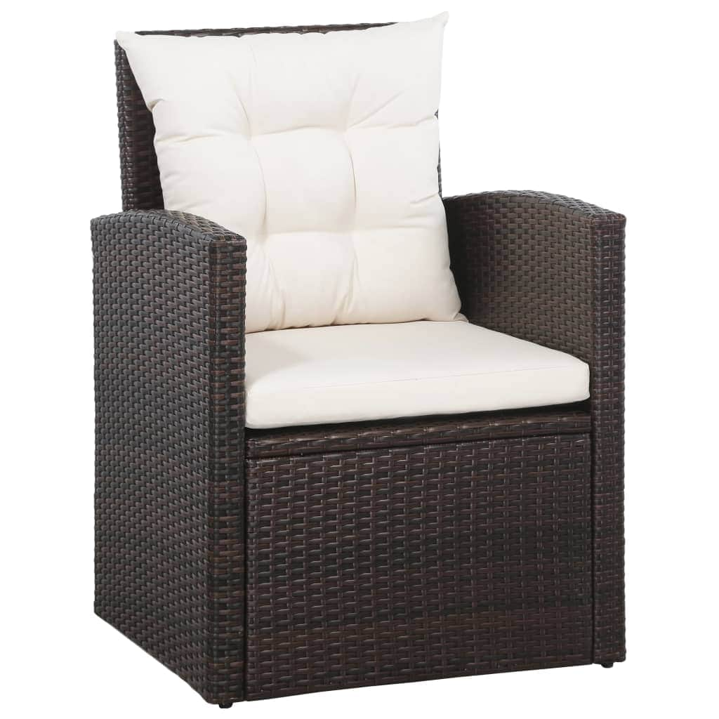 5 Piece Garden Lounge Set with Cushions Poly Rattan Brown