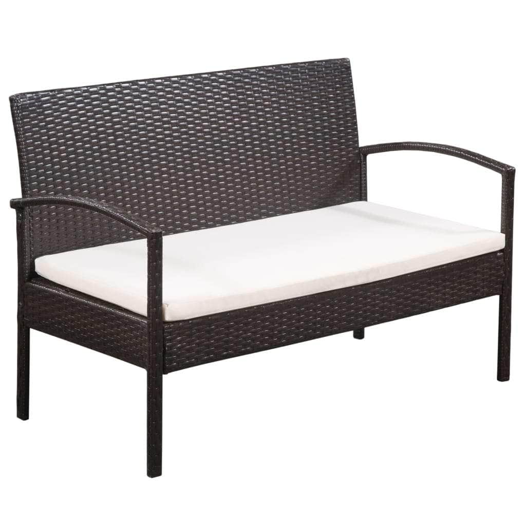 5 Piece Garden Lounge Set with Cushions Poly Rattan Brown