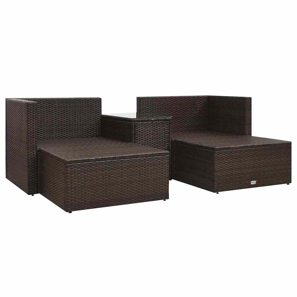 5 Piece Garden Lounge Set with Cushions Poly Rattan Brown