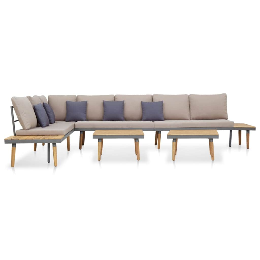 5 Piece Garden Lounge Set with Cushions Solid Acacia Wood Brown