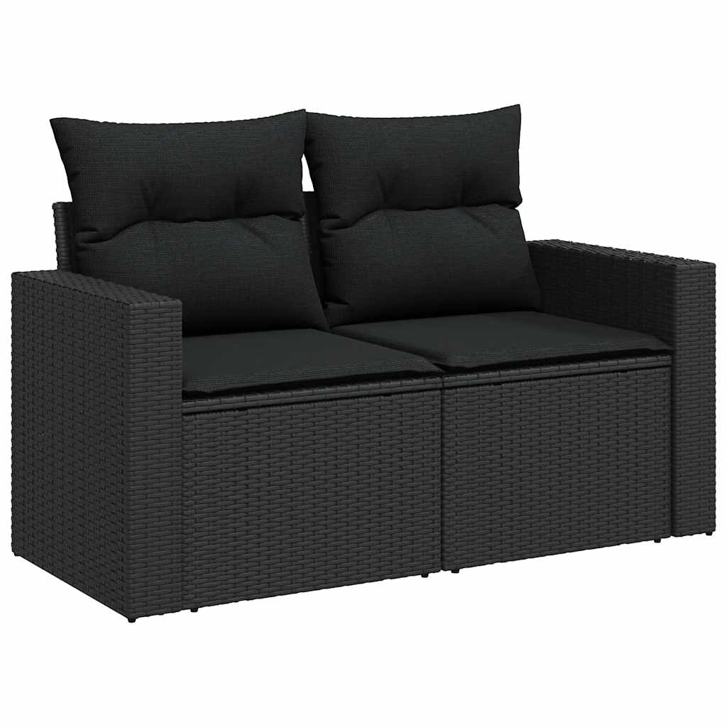 5 Piece Garden Sofa Set with Cushions Black Poly Rattan - Versatile and Stylish