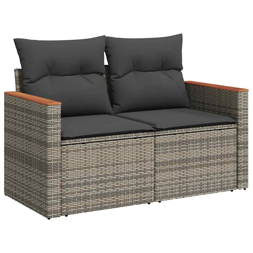 5 Piece Garden Sofa Set with Cushions Grey Poly Rattan - Durable