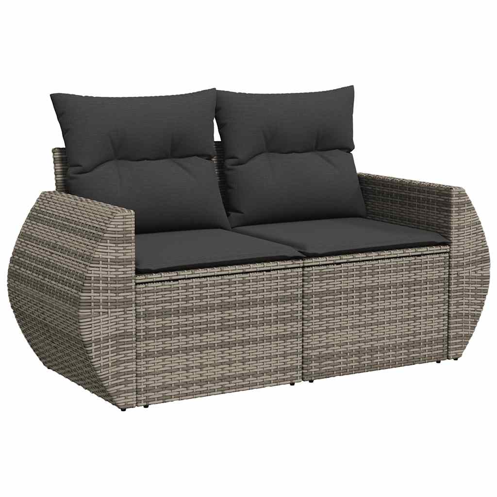 5 Piece Garden Sofa Set with Cushions Grey Poly Rattan - Stylish & Durable