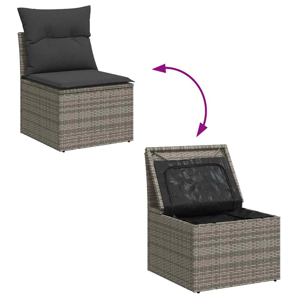 5 Piece Garden Sofa Set with Cushions Grey Poly Rattan - Stylish & Durable