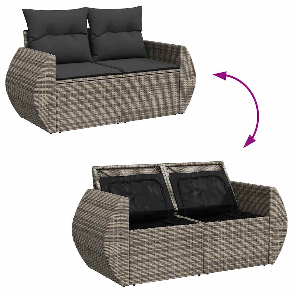 5 Piece Garden Sofa Set with Cushions Grey Poly Rattan - Stylish & Durable