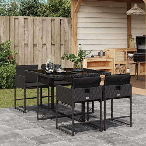 5-Piece Oasis Dining Set with Cushioned Comfort in Sleek Black