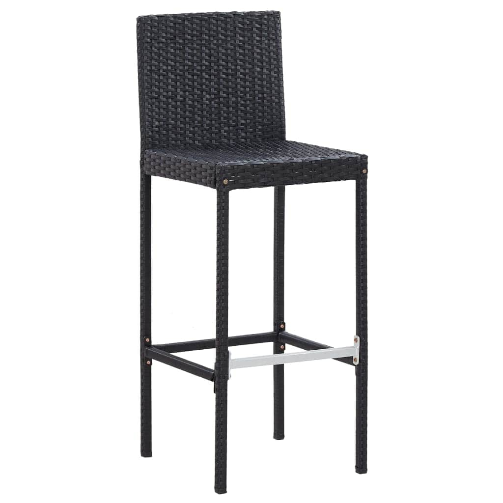 5 Piece Outdoor Bar Set Poly Rattan and Acacia Wood Black