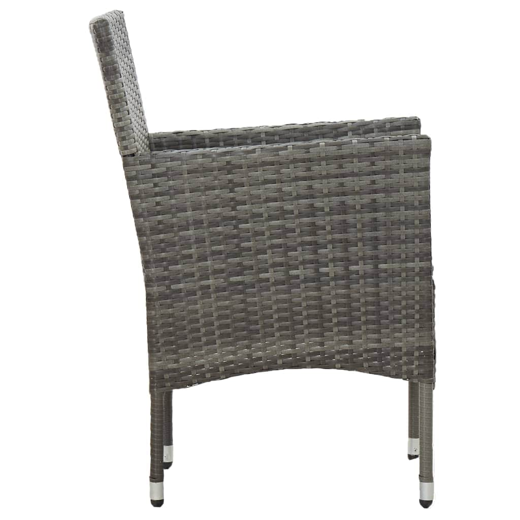 5 Piece Outdoor Dining Set Grey Poly Rattan and Glass