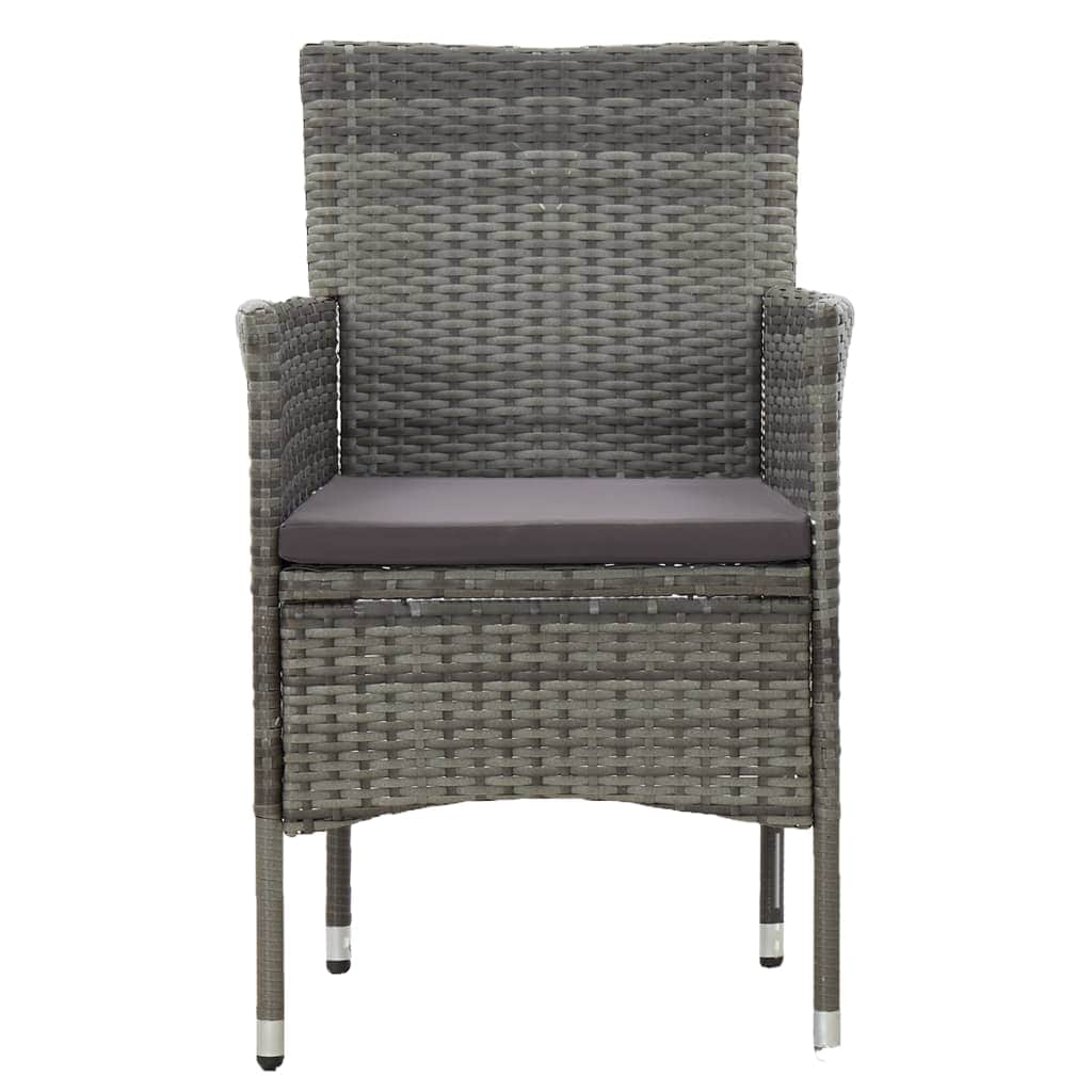 5 Piece Outdoor Dining Set Grey Poly Rattan and Glass