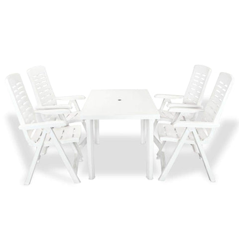 5 Piece Outdoor Dining Set Plastic White