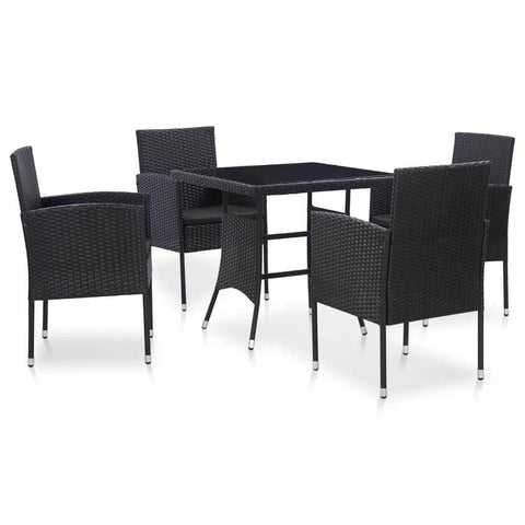 5 Piece Outdoor Dining Set Poly Rattan Black