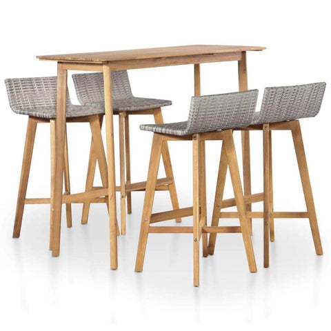 5 Piece Outdoor Dining Set Solid Acacia Wood