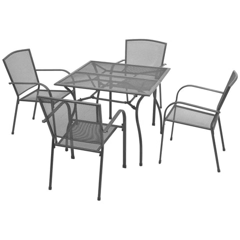 5 Piece Outdoor Dining Set Steel Anthracite