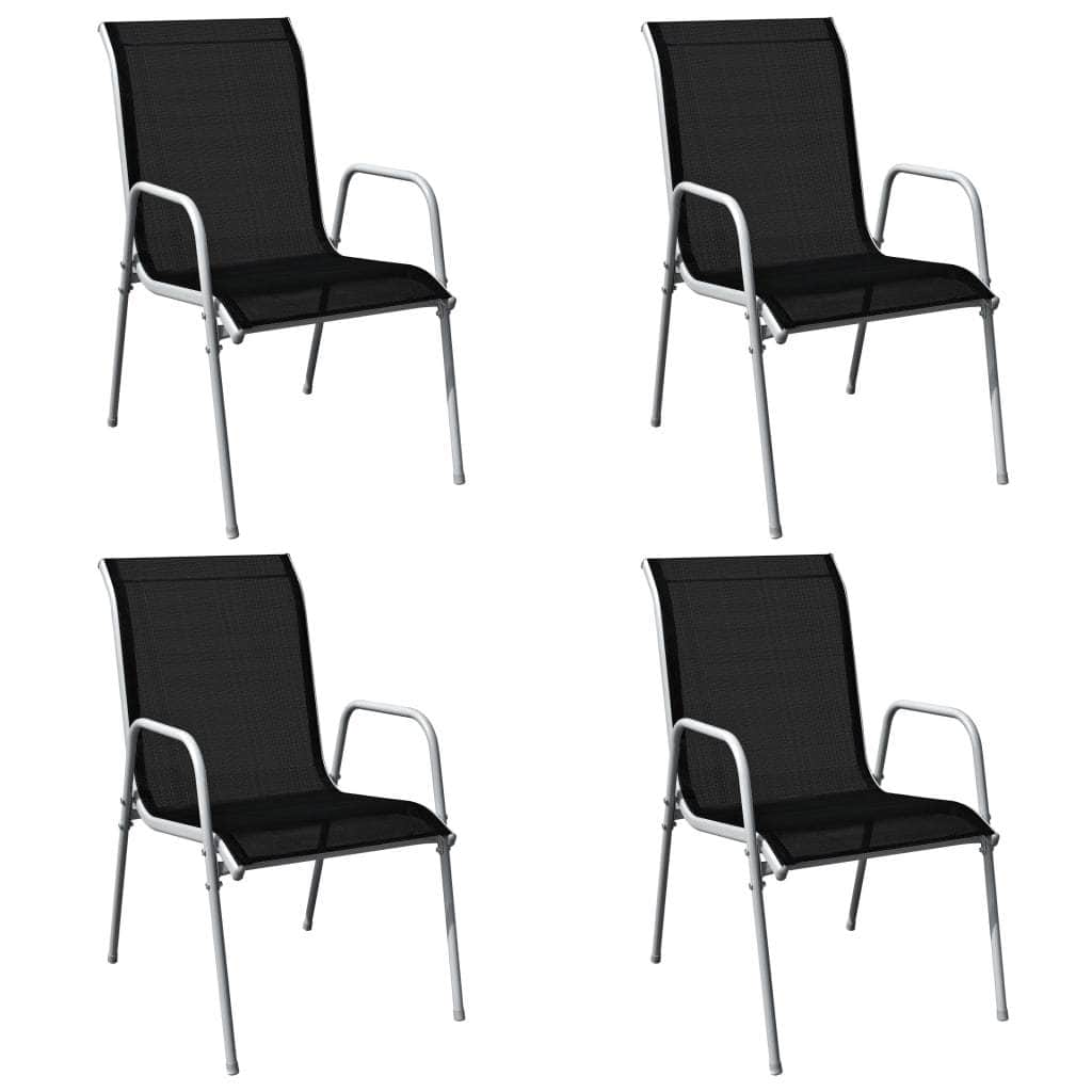 5 Piece Outdoor Dining Set Steel Black