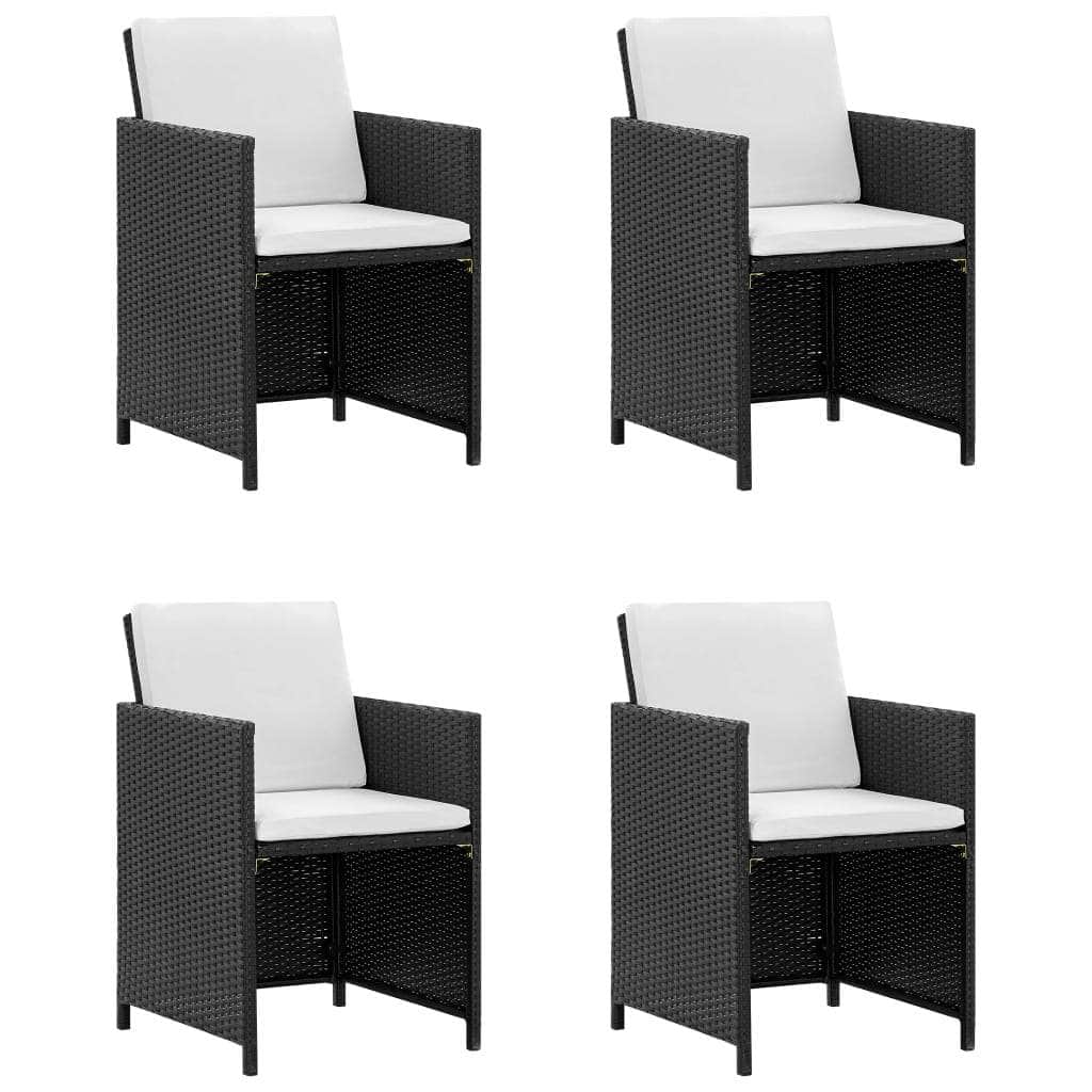 5 Piece Outdoor Dining Set with Cushions Poly Rattan Black