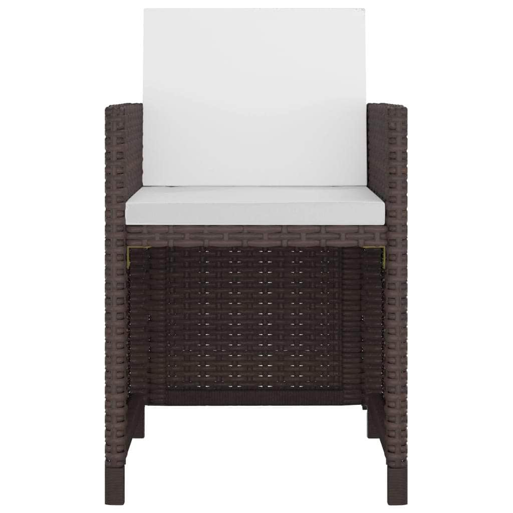 5 Piece Outdoor Dining Set with Cushions Poly Rattan Brown