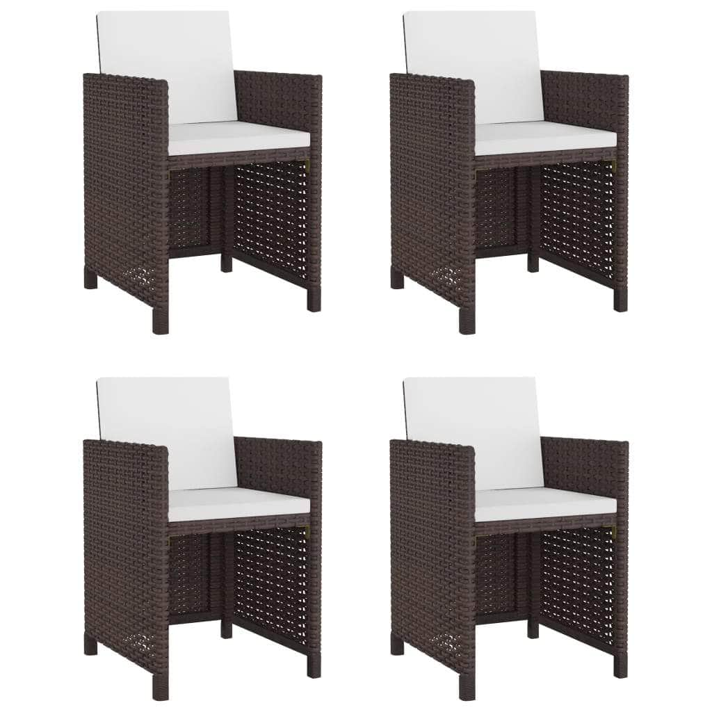 5 Piece Outdoor Dining Set with Cushions Poly Rattan Brown