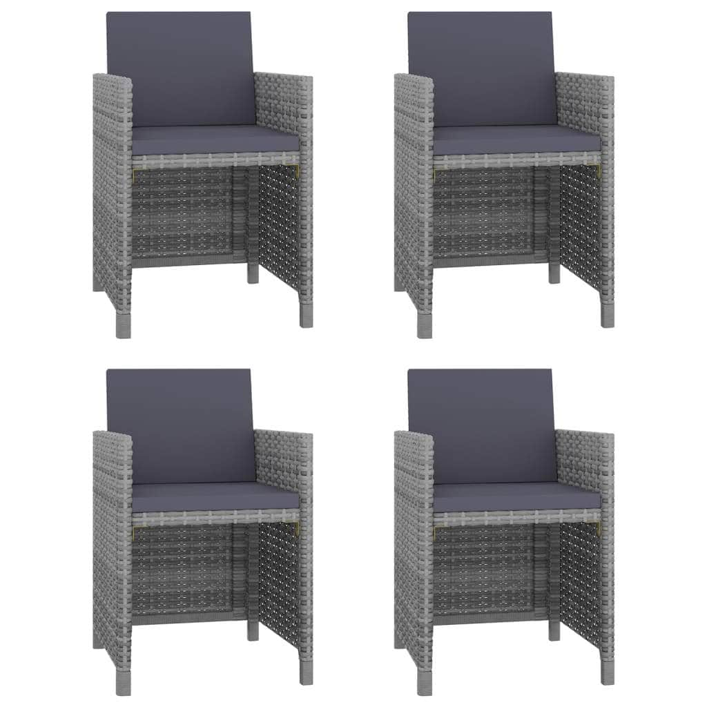 5 Piece Outdoor Dining Set with Cushions Poly Rattan Grey