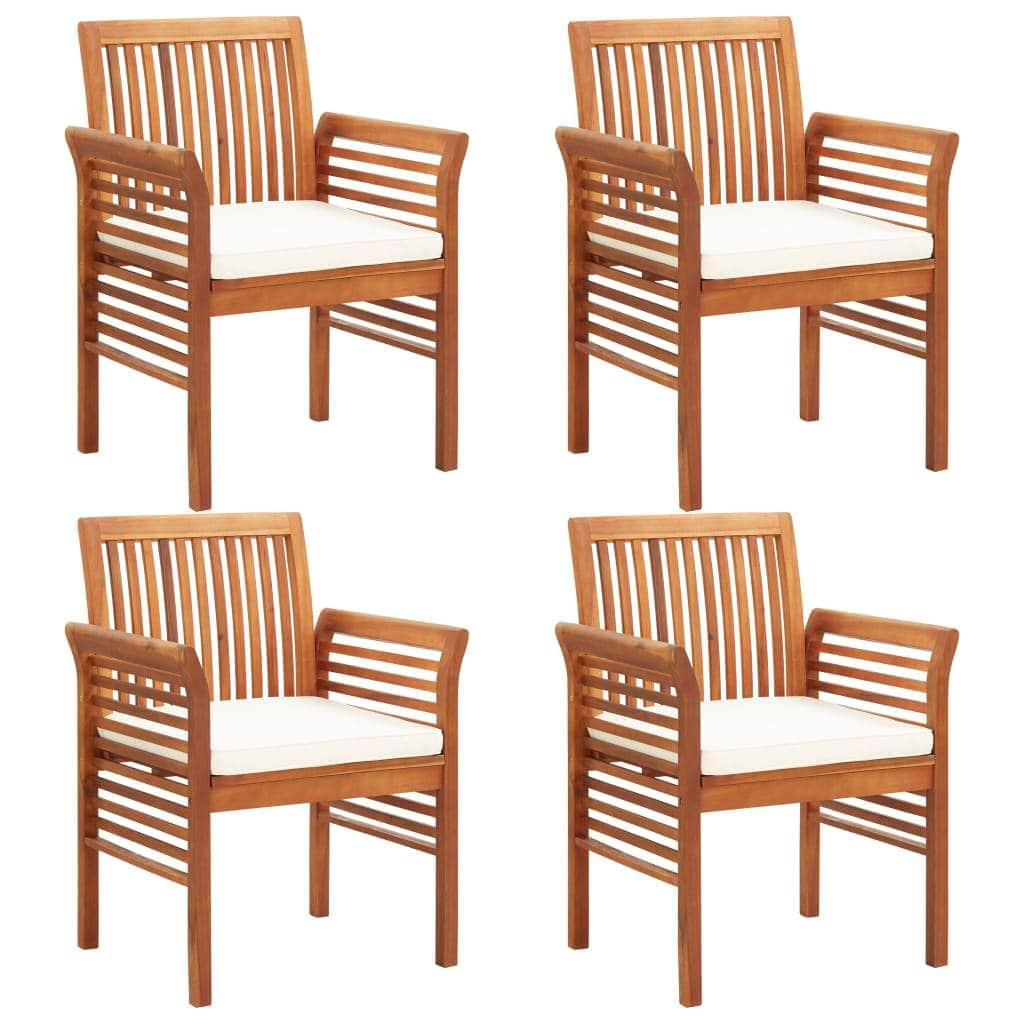 5 Piece Outdoor Dining Set with Cushions Solid Acacia Wood