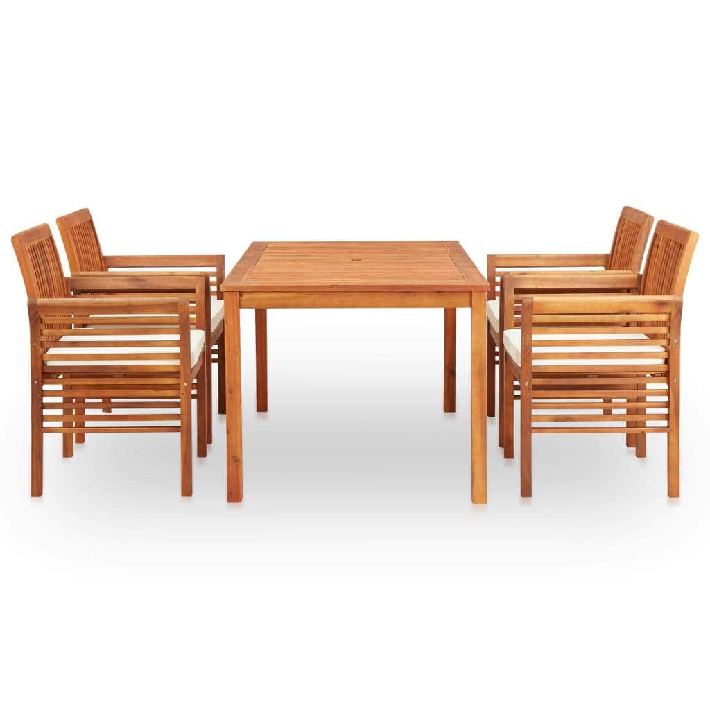 5 Piece Outdoor Dining Set with Cushions Solid Acacia Wood