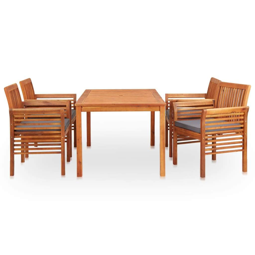 5 Piece Outdoor Dining Set with Cushions Solid Acacia Wood