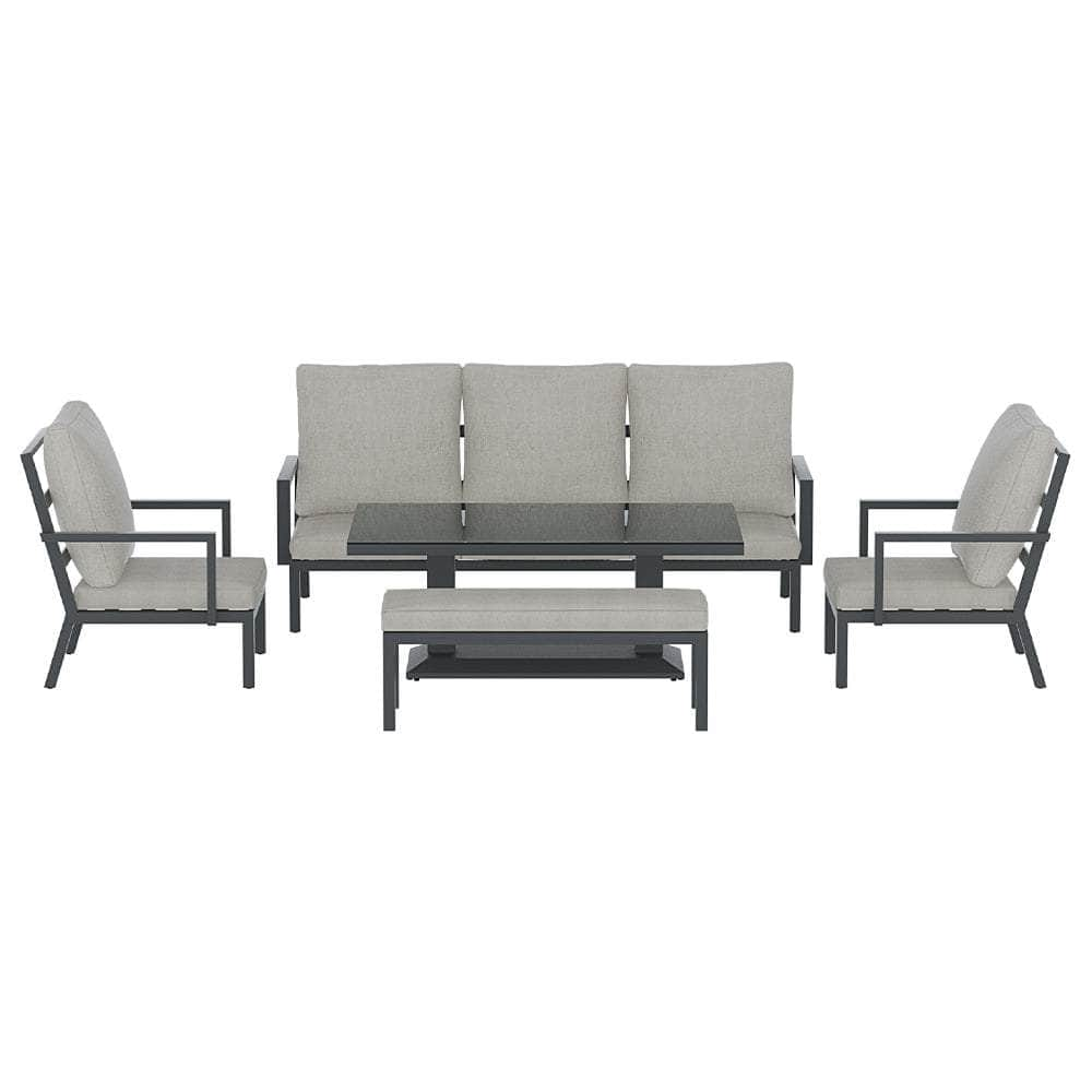 5-Piece Outdoor Furniture Setting Table Chair Set Aluminium Sofa 7-Seater