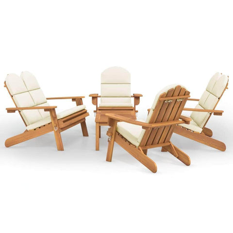 5-Piece Solid Acacia Adirondack Garden Lounge Ensemble