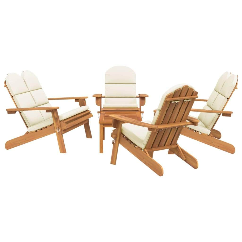 5-Piece Solid Acacia Adirondack Garden Lounge Ensemble