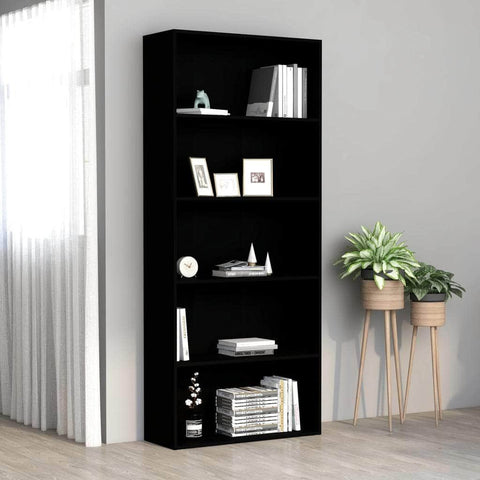 5-Tier Book Cabinet Black  Chipboard