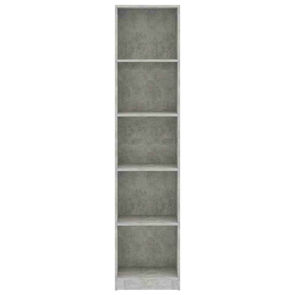 5-Tier Book Cabinet Concrete Grey -Chipboard